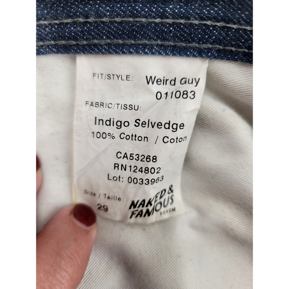 Naked & Famous Denim Weird Guy Size 29 Raw Japanese Selvedge Dark Wash Jeans - Picture 5 of 8